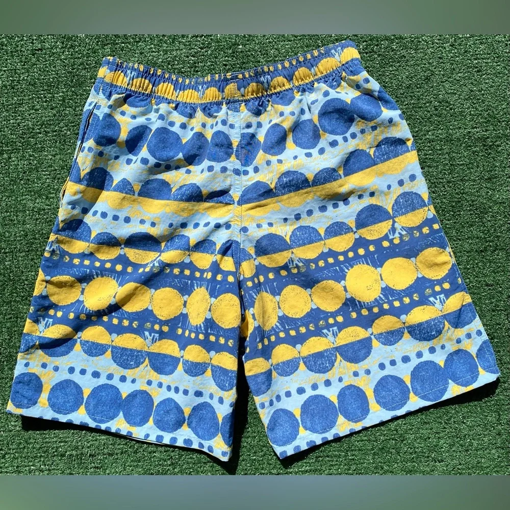 Patagonia Boys Blue and Yellow Patterned Swim Trunks